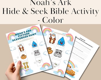Caccia al tesoro dell'Arca di Noè (stampabile), attività biblica per bambini, gioco cristiano, lezione sulle Scritture, scuola domenicale, risorsa per l'istruzione domiciliare, gioco per la chiesa.