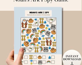L'Arca di Noè: gioco "Trova l'oggetto" stampabile per bambini / Gioco biblico / Attività cristiana per bambini / Materiale stampabile per la scuola domenicale