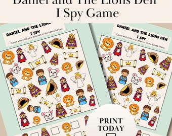 Daniele e la fossa dei leoni - Gioco "Trova l'oggetto" stampabile per bambini / Gioco biblico / Attività cristiana per bambini / Materiale stampabile per la scuola domenicale