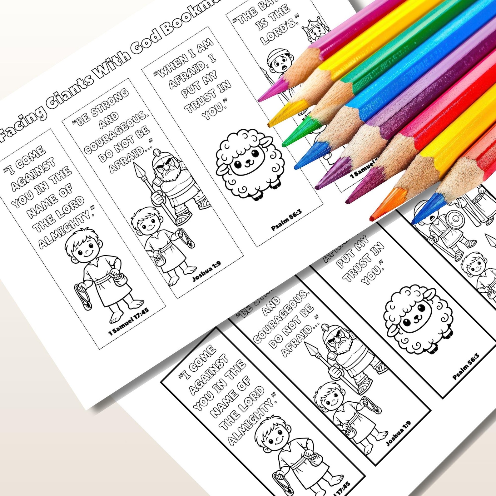 David and Goliath Bookmarks Printable, Bible Verse Bookmarks for Kids ...