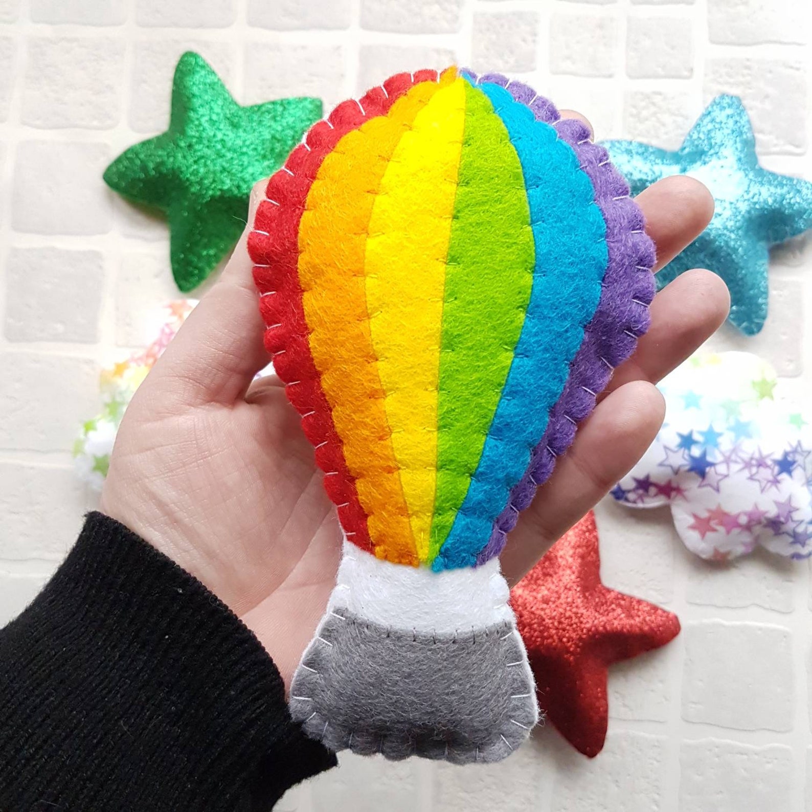 Hot Air Balloon Felt Garland. Rainbow Hot Air Balloon With Etsy