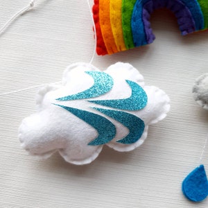 Weather garland. Felt garland with rainbow, sun, cloud, rain, storm, snow and wind. image 7