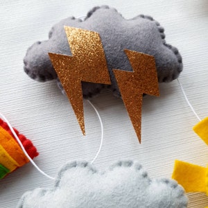 Weather garland. Felt garland with rainbow, sun, cloud, rain, storm, snow and wind. image 3