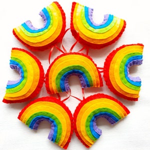 Small hanging felt Rainbows. Rainbow Christmas tree decorations ONE rainbow