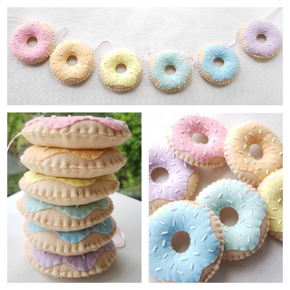 Donut Garland. Pastel Rainbow Donut Garland Bunting Wall - Etsy