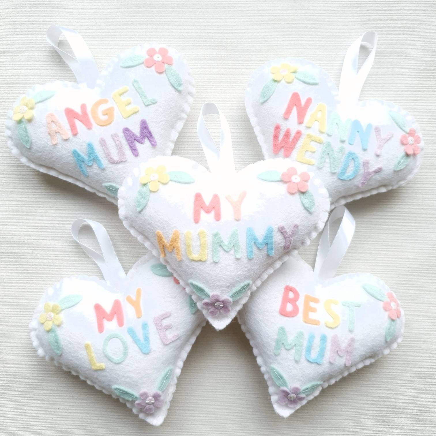 Personalised mothers day hearts