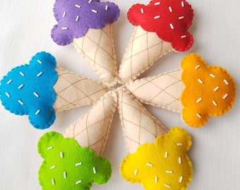Rainbow Ice cream garland, ice cream theme children's bedroom decor, summer theme room, ice cream cone, girls bedroom, party decor