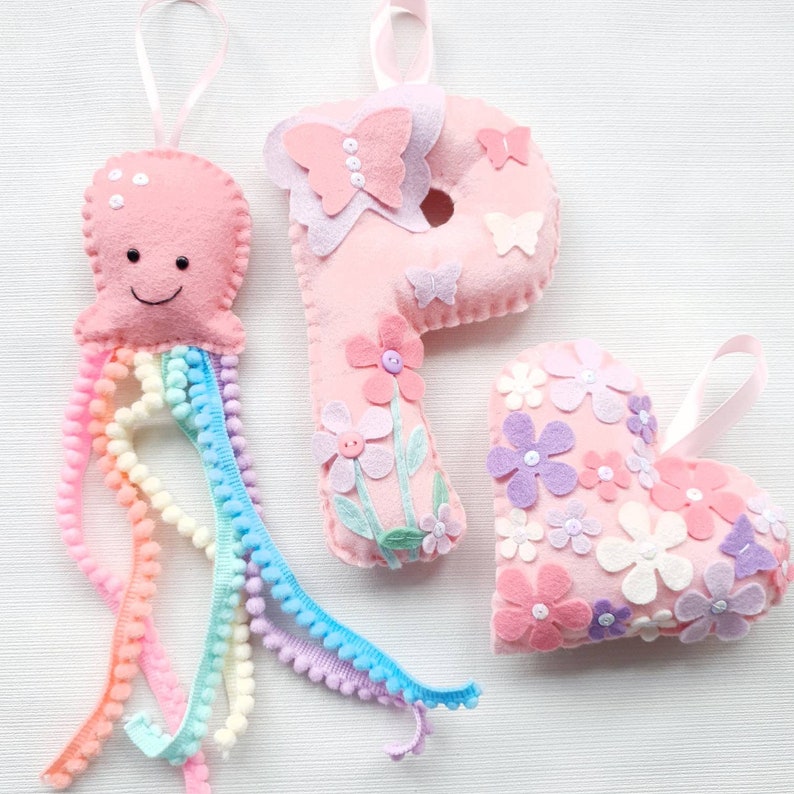 Jellyfish hanging decorations. Octopus, under the sea, bright and pastel rainbow tentacles image 4