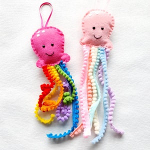 Jellyfish hanging decorations. Octopus, under the sea, bright and pastel rainbow tentacles image 1