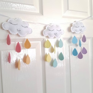 Pastel rainbow raindrops cloud garland