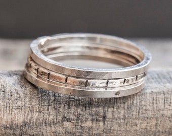 Set of 3 silver bands Tiny silver rings Rustic silver jewelry Simple rings silver Stacking rings set Silver thumb ring Stacking silver gift