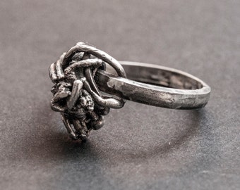 Brutalist silver ring Wrap ring for women Abstract silver Rustic silver jewelry Sterling silver ring Statement rings for girls Silver gift