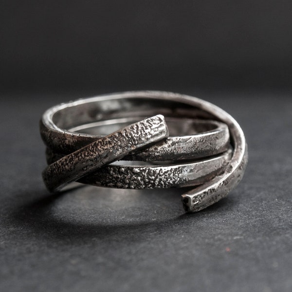 Bands unisex ring Silver band Rustic silver ring Urban silver Men ring silver Organic jewelry Brutalist ring Silver band men ring Women ring