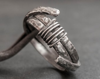 Oxidized silver ring Mens ring silver Rustic silver ring Brutalist ring Jewelry handmade Women silver ring Bands ring silver Unisex silver