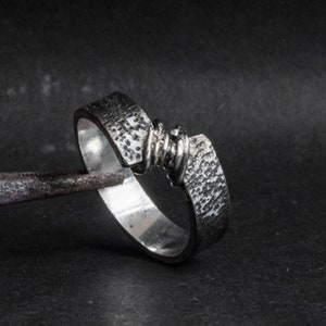 Silver rustic ring, Men silver bands, Women ring silver, Wrap silver jewelry, Organic style silver ring, Abstract  ring, Brutalist silver