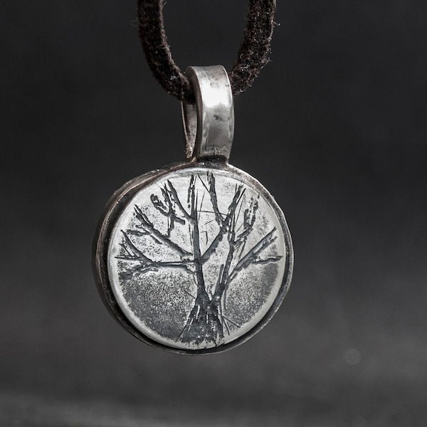 Silver tree of life Pendants silver tree Celtic tree of life Art solver necklace Art tree pendant Rustic silver jewelry Engraved silver gift