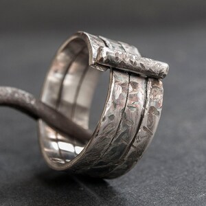 Oxidized silver ring Men ring silver Brutalist ring Rustic silver ring Ring for women Jewelry handmade Band unisex ring Band wide ring men