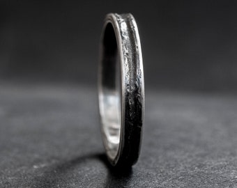 Silver bands Men silver ring Rustic silver jewelry Unisex silver ring Oxidized silver ring Raw silver bands Stackable ring silver Women ring