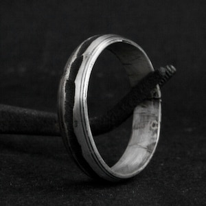 Oxidized silver ring Silver brutalist ring Silver ring rustic Brutalist jewelry Men ring silver Organic silver rustic bands Mens wide ring