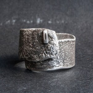 Wide silver ring bands Silver men ring Melted silver jewelry Raw ring Massive rings jewelry Rough rustic band Organic ring brutalist silver
