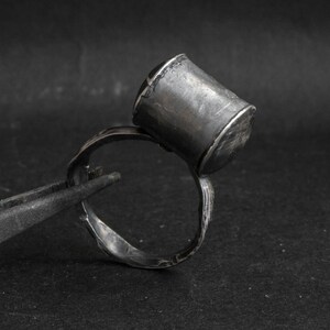 Abstract Sterling Silver Brutalist Ring: Rustic Art Jewelry