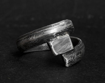 Silver band mens oxidized silver band Ring raw silver MoodStory Oxidized silver ring Silver ring rustic Statement rings silver bands