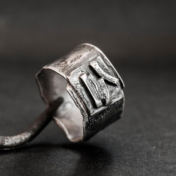 Men ring silver Oxidized silver ring Brutalist silver ring Wide silver band Rough silver ring Unisex ring bands Brutalist ring Rustic silver