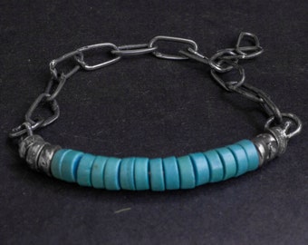 Handmade Silver Chain Bracelet: Turquoise Stone Jewelry
