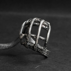 Handmade Oxidized Silver Grid Ring: Brutalist Rustic Jewelry