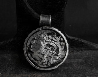 Brutalist Silver Pendant: Oxidized Organic Art Necklace