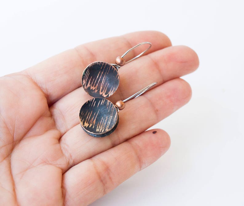Dangle Drop Earrings Copper Jewelry Art Earrings Women Dangle Etsy
