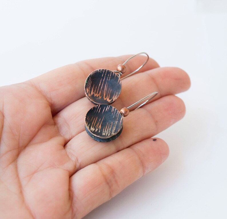 Dangle Drop Earrings Copper Jewelry Art Earrings Women Dangle Etsy