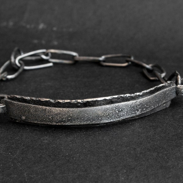 Bruralist silver jewelry, chain bracelet, oxidized silver bracelet, raw silver bracelet, brutalist bracelet, rustic silver, silver raw