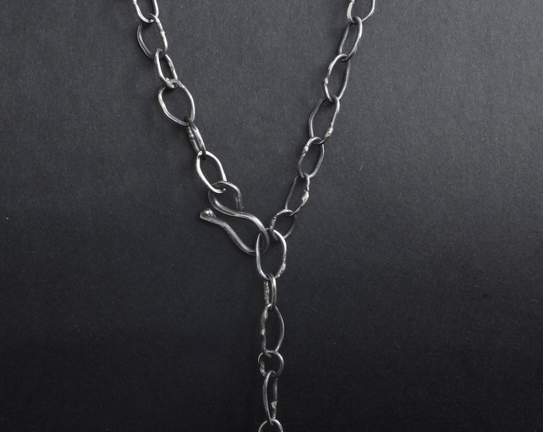 Raw necklace Handmade chain necklace Rustic silver chain Unisex silver chain Raw sterling silver Oxidized silver necklace Handmade raw