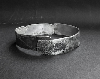 Handmade Oxidized Silver Bracelet: Rustic Unisex Jewelry