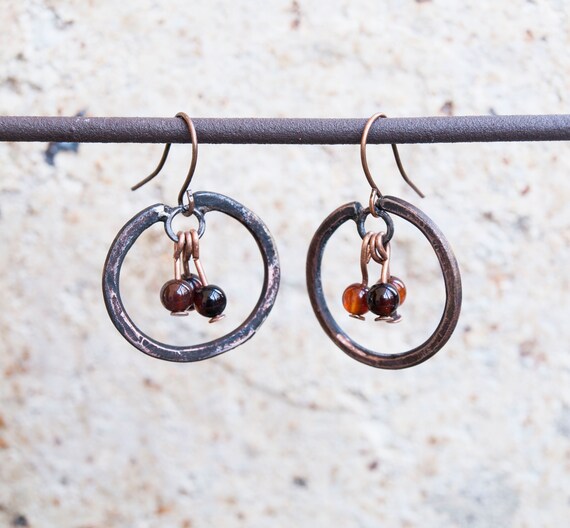 Colorful Copper Earrings Sterling Silver Kinetic Earrings Painted Copper Pillow Beads Earrings 7th Anniversary Gift Boho lgbstyles Jewelry