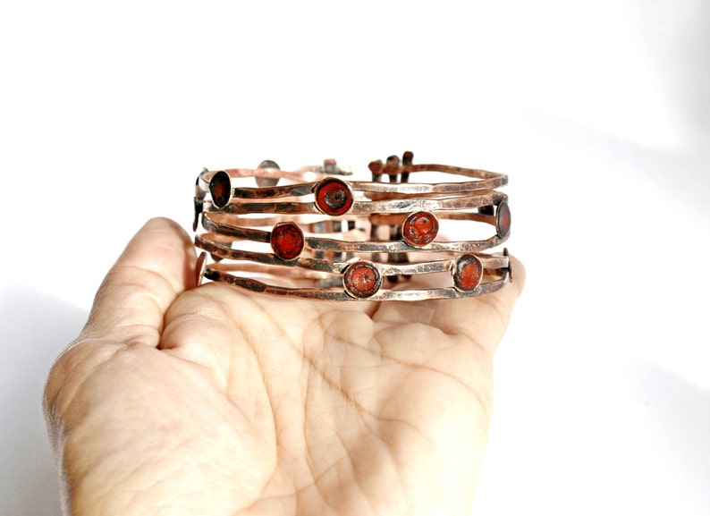 Bangles Copper Cuff Bracelet Layered Bangles Cuff Medieval Etsy