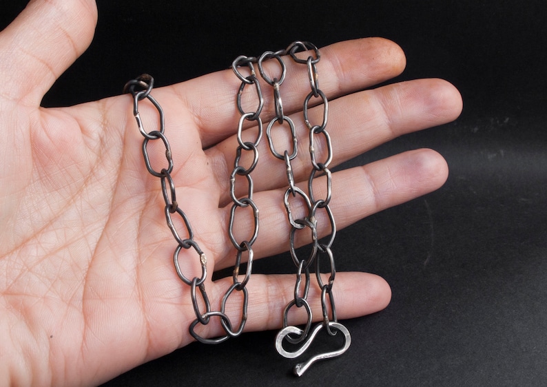 Raw necklace Handmade chain necklace Rustic silver chain Unisex silver chain Raw sterling silver Oxidized silver necklace Handmade raw