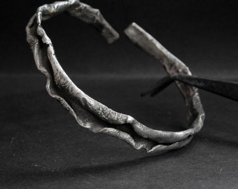 Raw Silver Bangle: Handmade Oxidized Rustic Bracelet