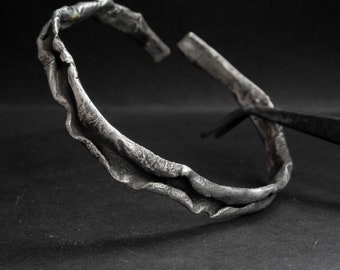 Raw silver bracelet Brutalist bracelet Oxidized silver Bangle silver bracelet Silver handmade Rustic jewelry bangle Adjustable bracelet