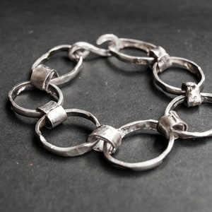 Raw silver bracelet Chain bracelet Brutalist silver bracelet Statement chain bracelet Handmade silver Rustic bracelet silver Raw silver gift