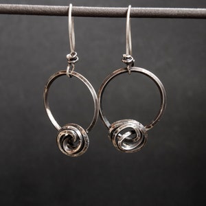 Baumeln Silber Ohrringe Kunst Silber Schmuck Wrap Silber Sterling Silber Schmuck Rose Silber Ohrringe Baumeln Tropfen Ohrringe Handmade Silber