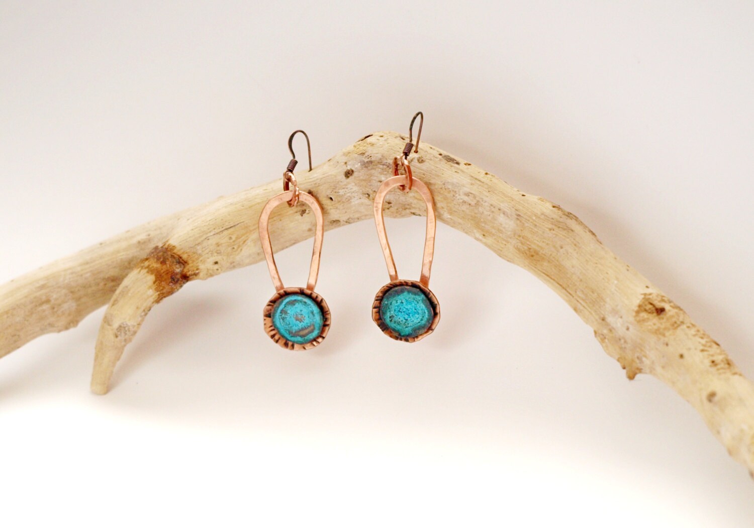 Copper drop earrings Patina earrings Dangle drop earrings Etsy