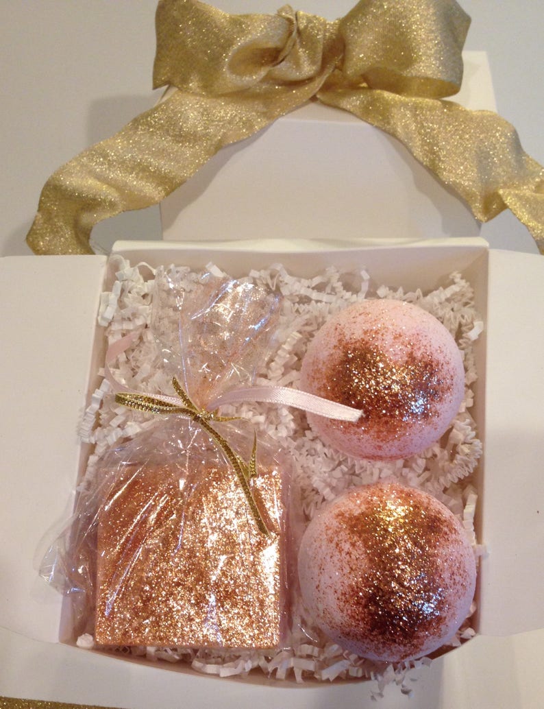 Rose Gold Bath Bomb Set/blush Pink Bath Bomb/amber/bridesmaid Etsy