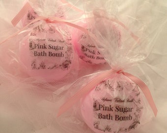 Pink Sugar Bath Bomb/Bath Fizzies/natural/glitter bath bomb