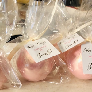 Pink Champagne Bath Bomb Bridal Favors,Iridescent Bridal Shower/ Wedding Favors/ With Personalized Tag