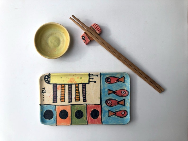 Sushi Set Serving Ceramic Sushi Dishes Serving Sushi Plate Etsy