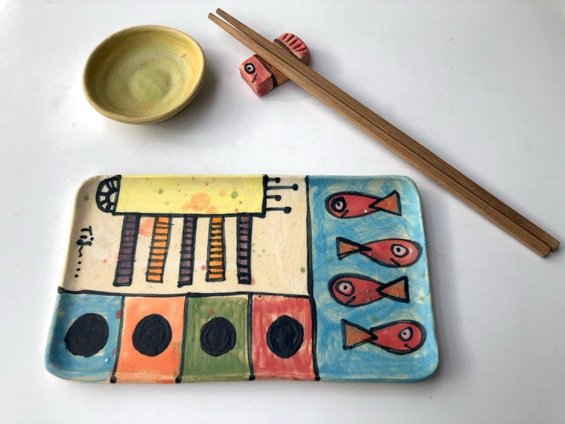 Sushi Set Serving Ceramic Sushi Dishes Serving Sushi Plate Etsy
