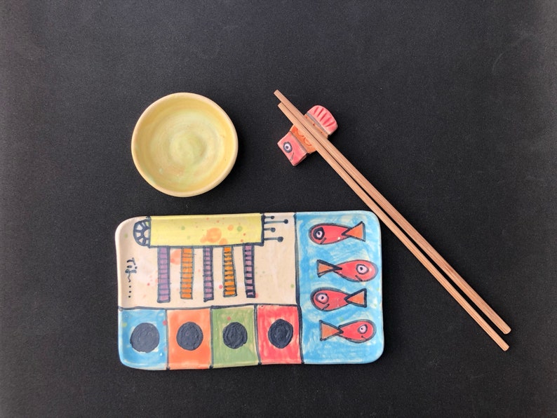 Sushi Set Serving Ceramic Sushi Dishes Serving Sushi Plate Etsy
