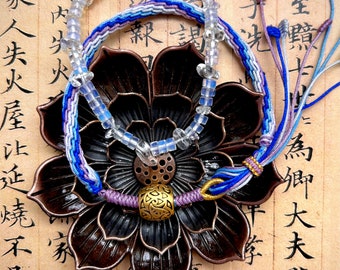 Handmade Mala Bracelet - Lucky Tibetan Rope - Vortex Design - Layered with Opal - Fortunate Gemstone for Wealth and Prosperity